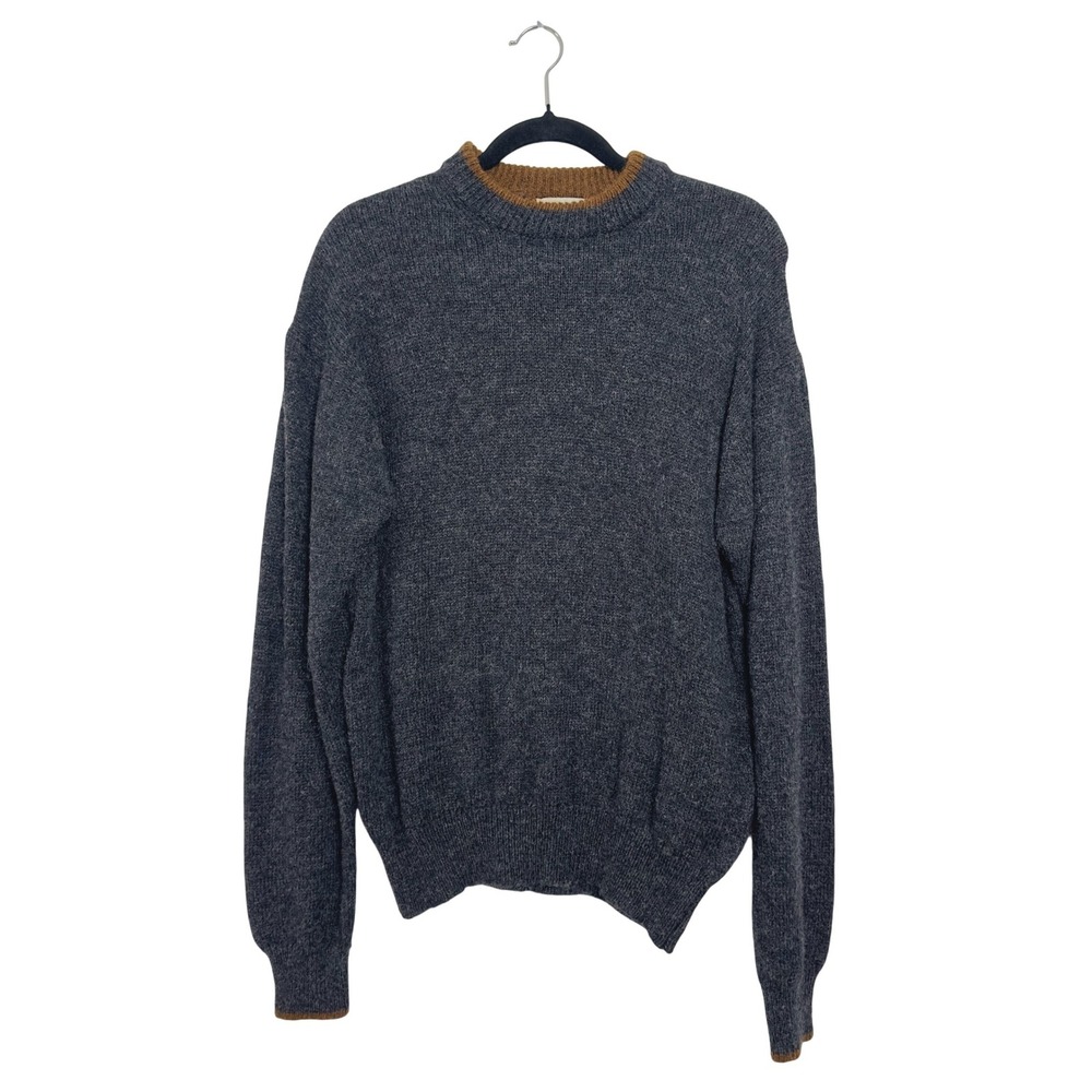 Vintage 70s/80s Lord Jeff Crewneck Sweater Charcoal Grey Shetland Wool Medium